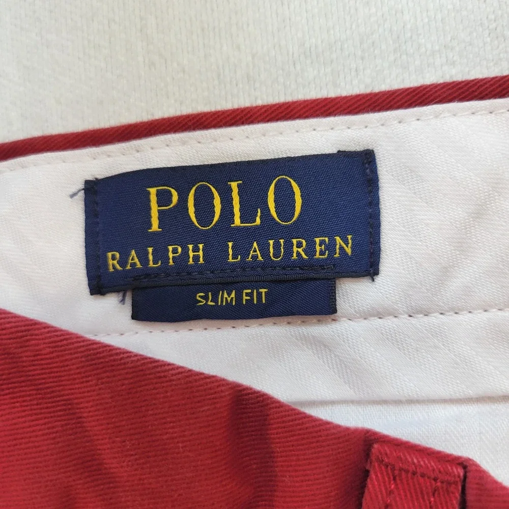 Polo Ralph Lauren Chino Pants Mens 33x32 Red Slim Fit Cotton Twill Flat Front